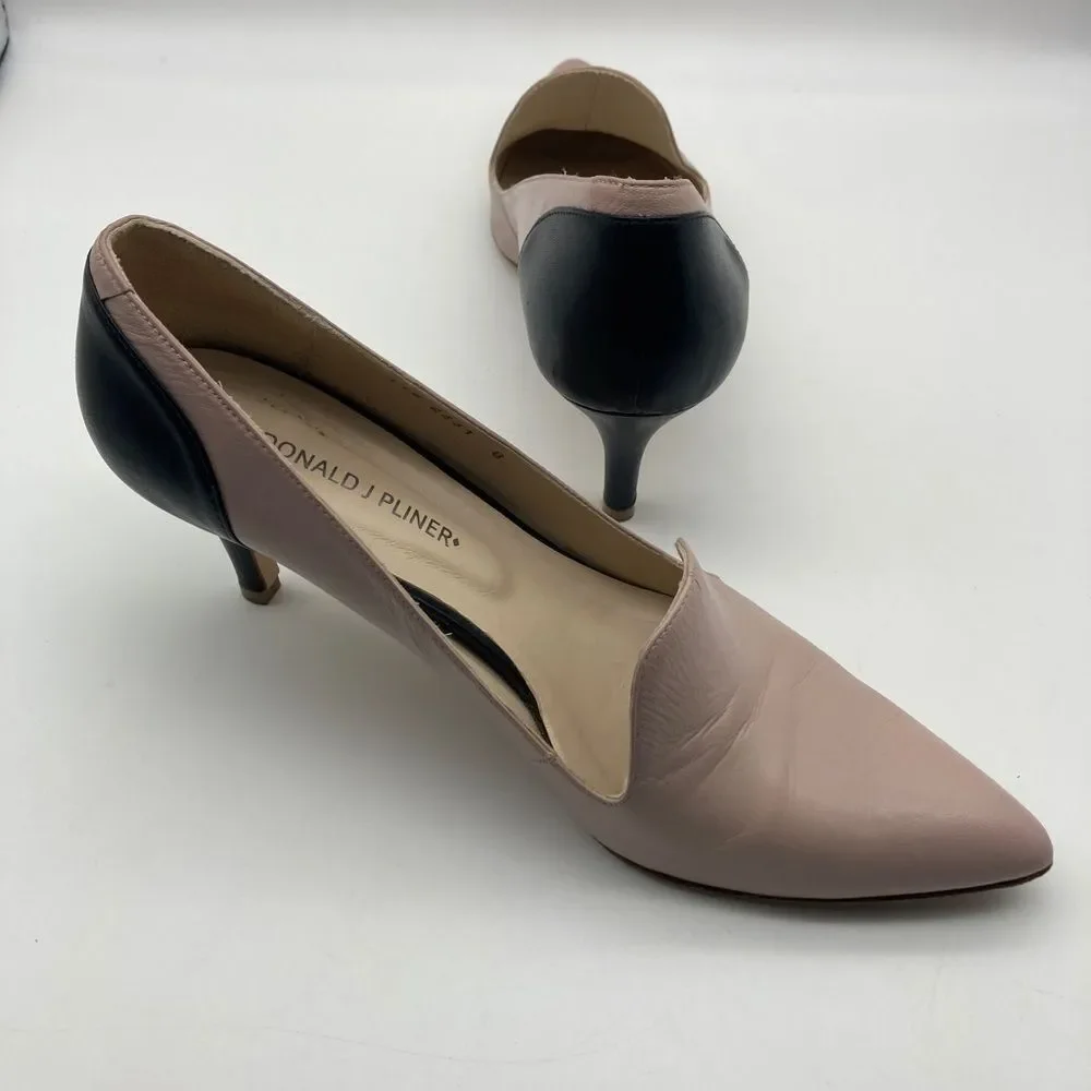 Women’s Pointed Toe Kitten Heel Pumps in Blush and Black